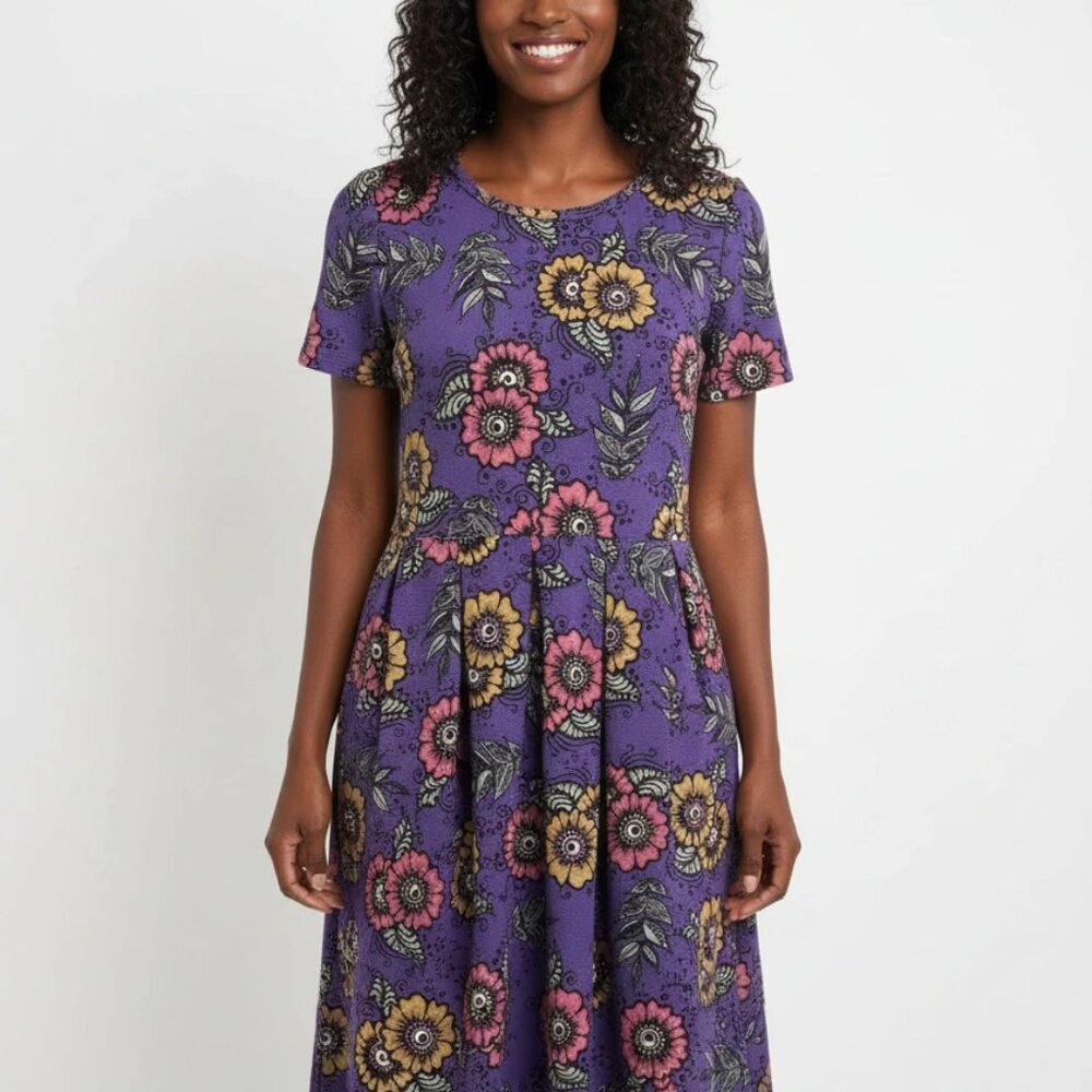 LuLaRoe Nicole Fit & Flare — Violet Garden Print - Medium - Picture 2 of 4